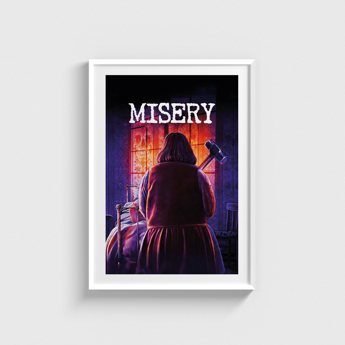 Misery film posteri, beyaz çerçeveli tablo