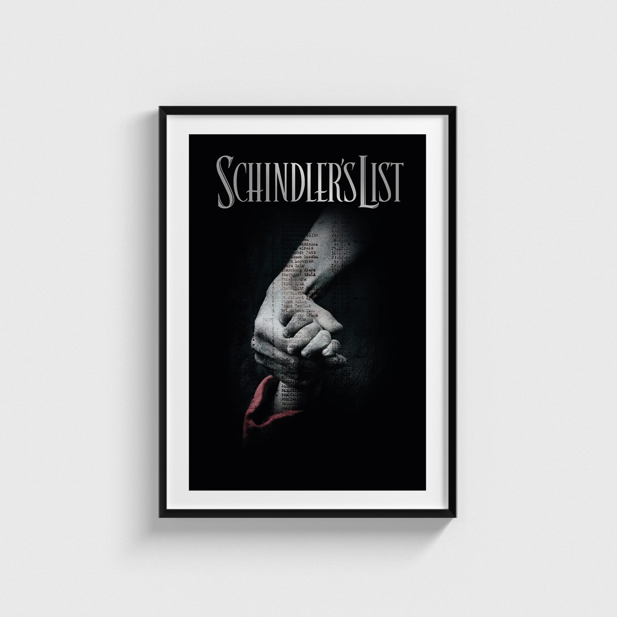 Schindler's List film posteri, siyah çerçeveli tablo