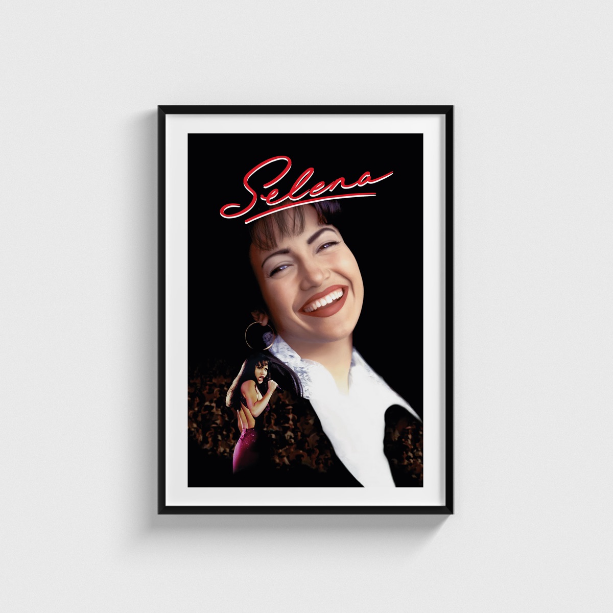 Selena film posteri, siyah çerçeveli tablo