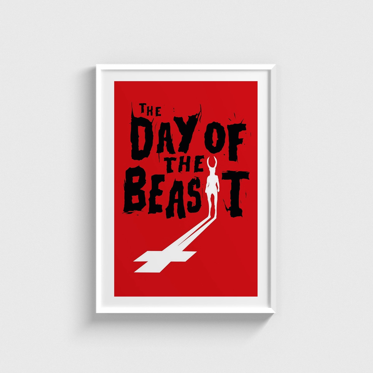 The Day of the Beast film posteri, beyaz çerçeveli tablo