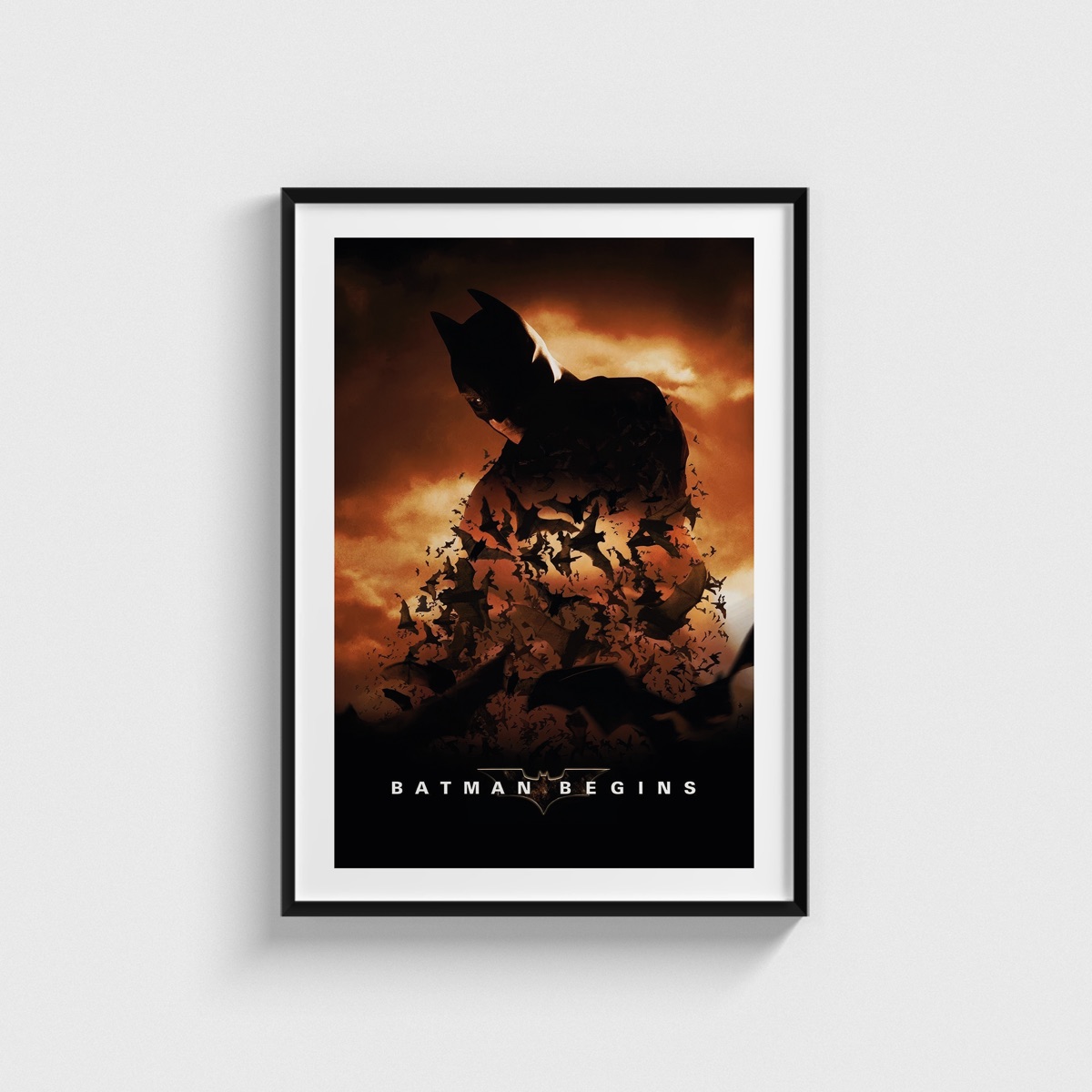 Batman Begins film posteri, siyah çerçeveli tablo