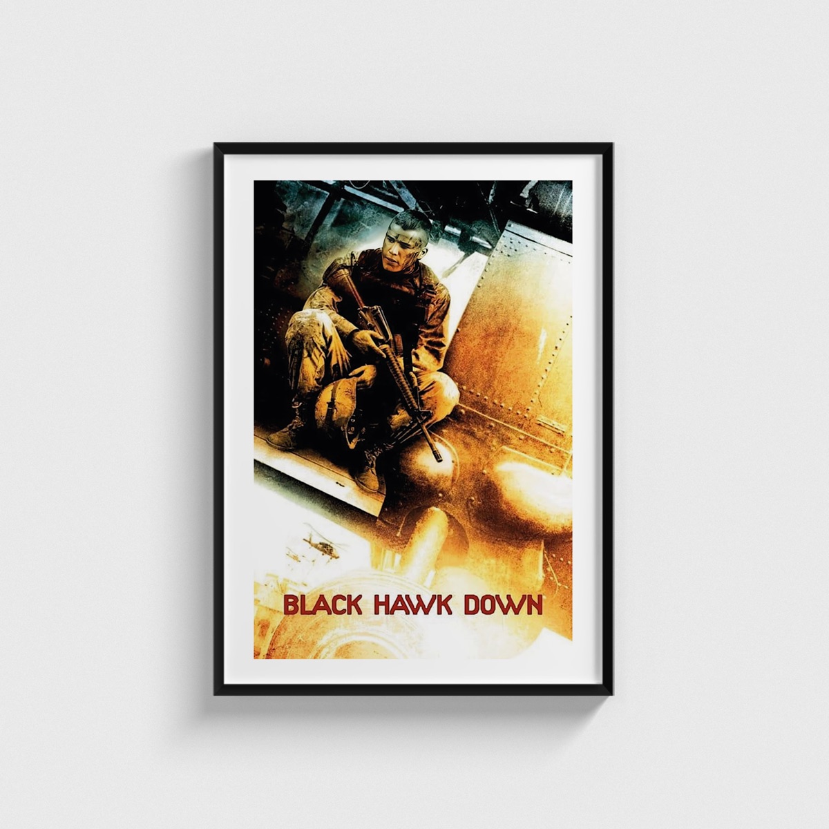 Black Hawk Down film posteri, siyah çerçeveli tablo