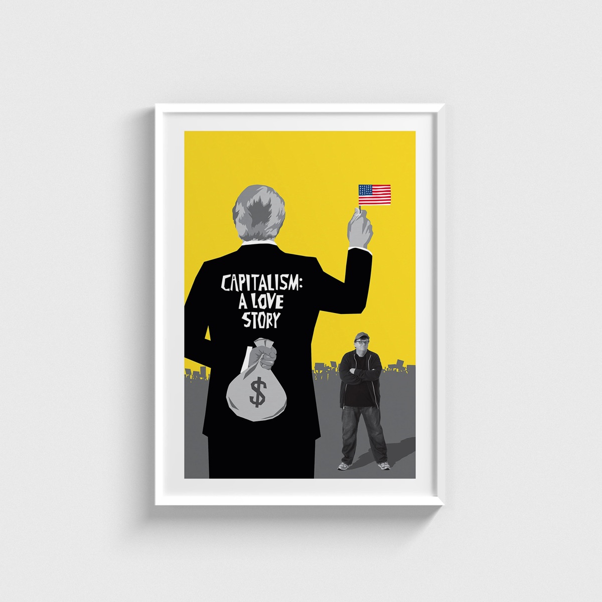 Capitalism A Love Story film posteri, beyaz çerçeveli tablo