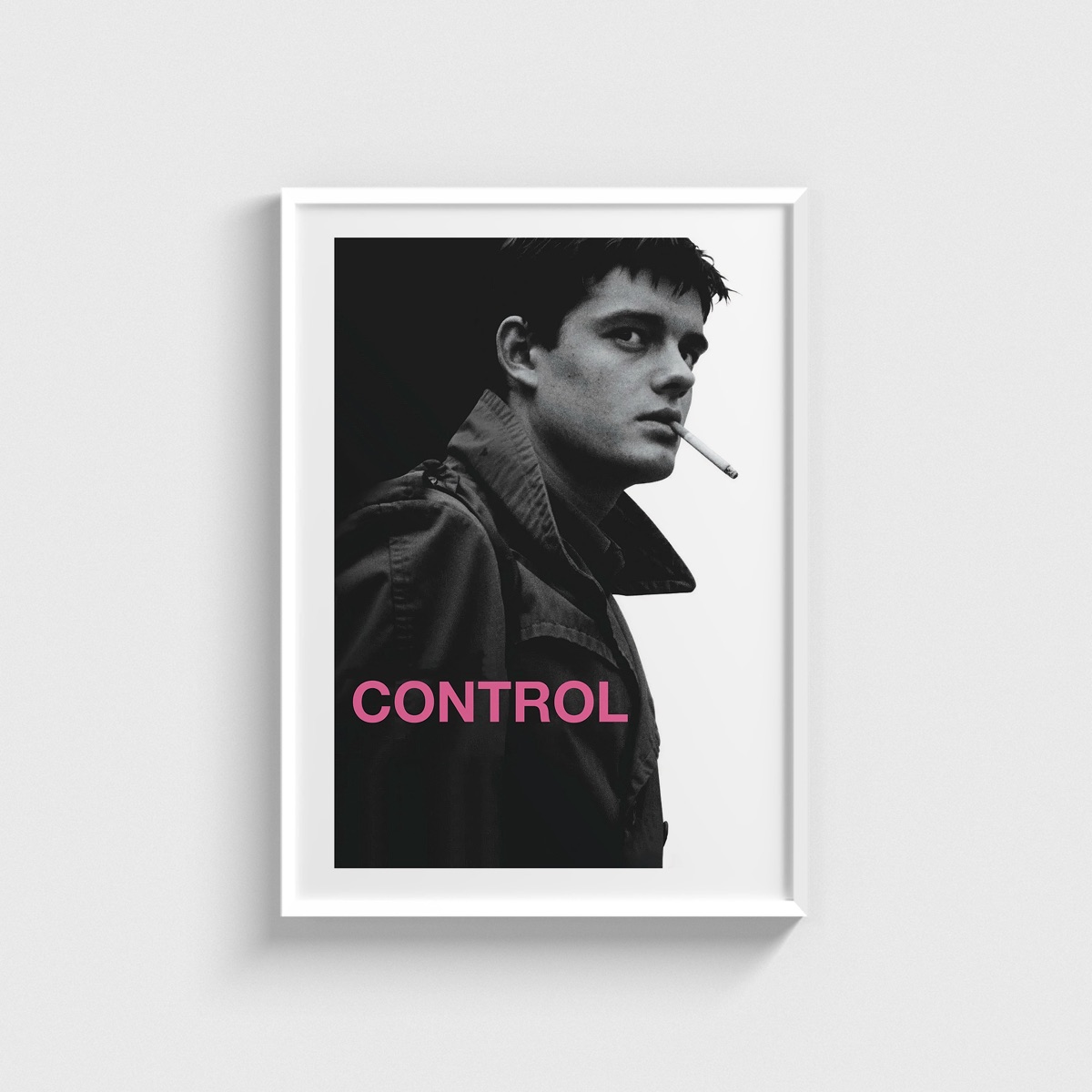Control film posteri, beyaz çerçeveli tablo