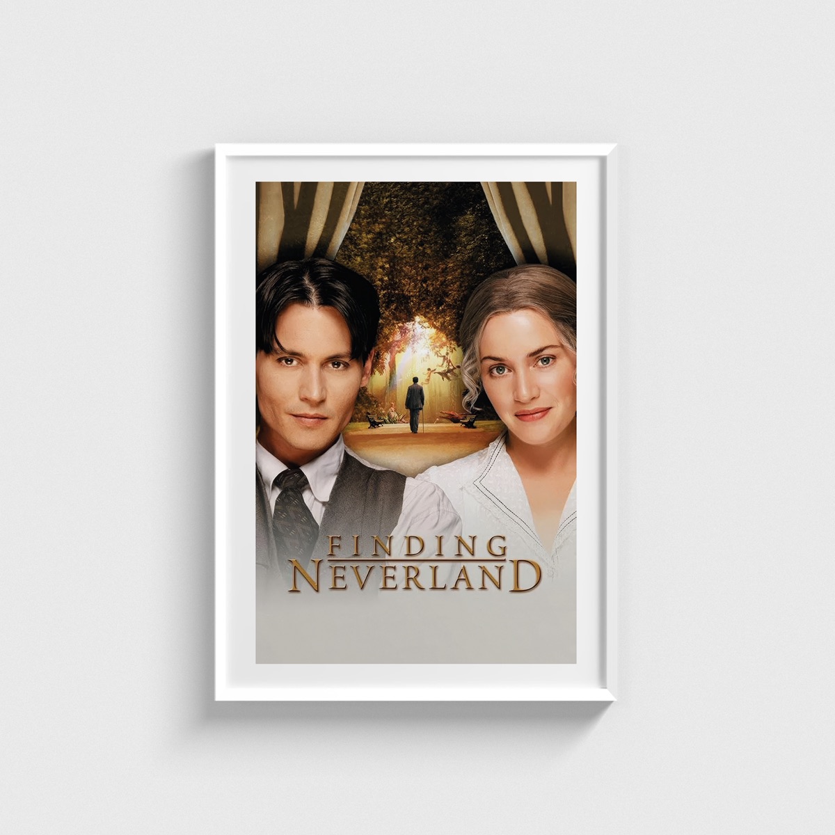 Finding Neverland film posteri, beyaz çerçeveli tablo