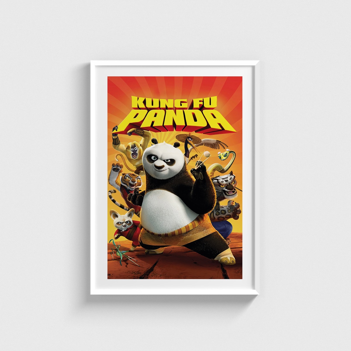 Kung Fu Panda film posteri, beyaz çerçeveli tablo