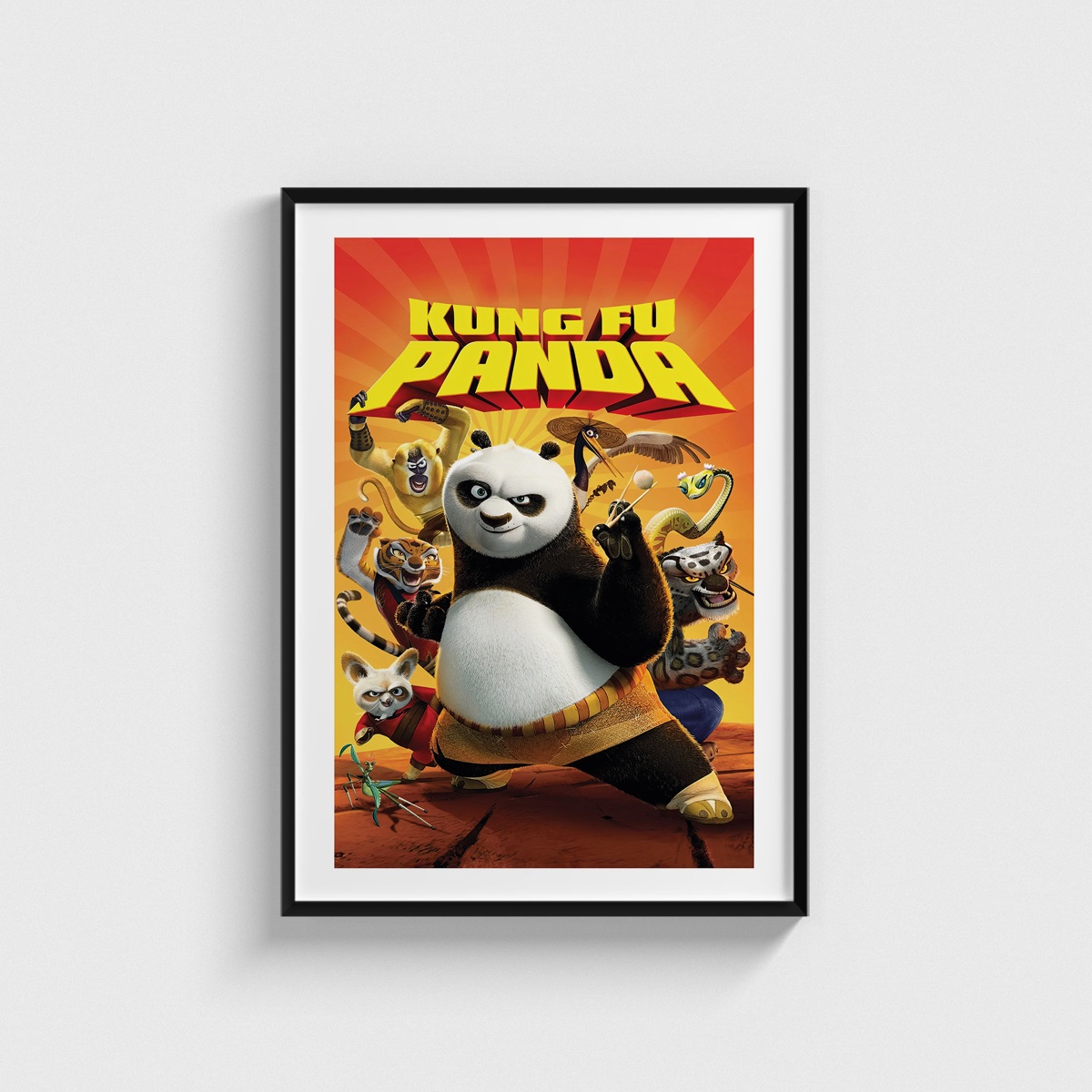 Kung Fu Panda film posteri, siyah çerçeveli tablo