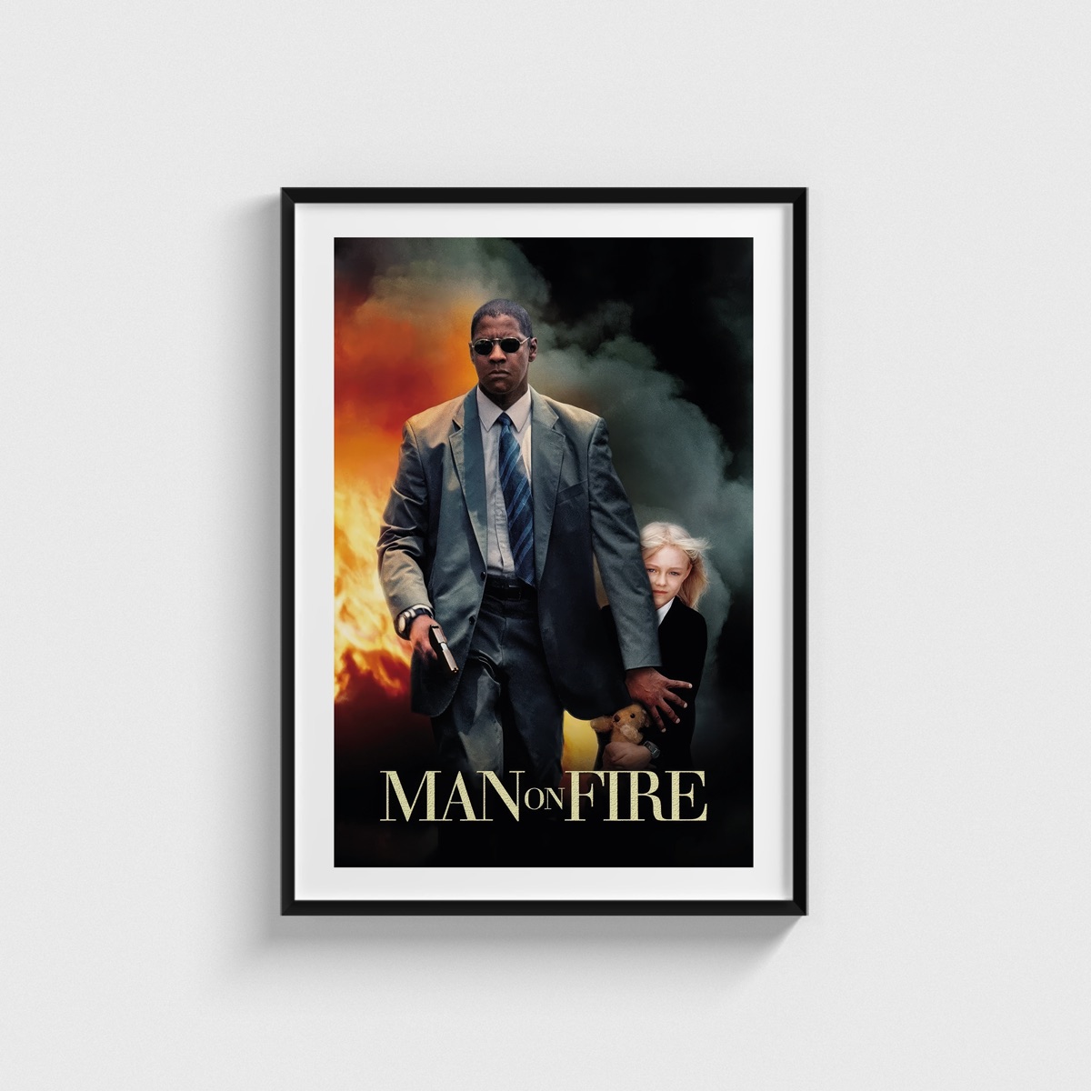 Man on Fire film posteri, siyah çerçeveli tablo