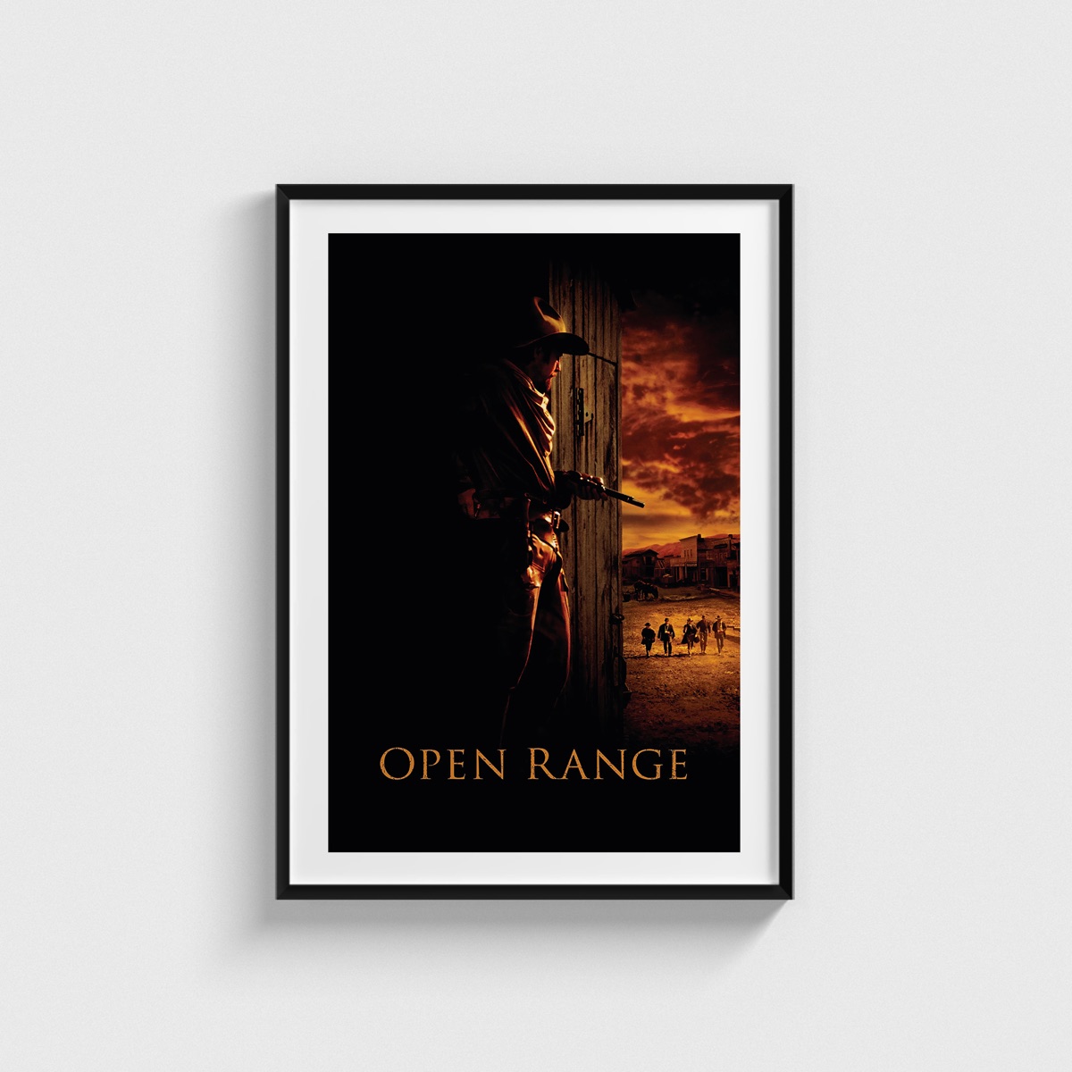 Open Range film posteri, siyah çerçeveli tablo