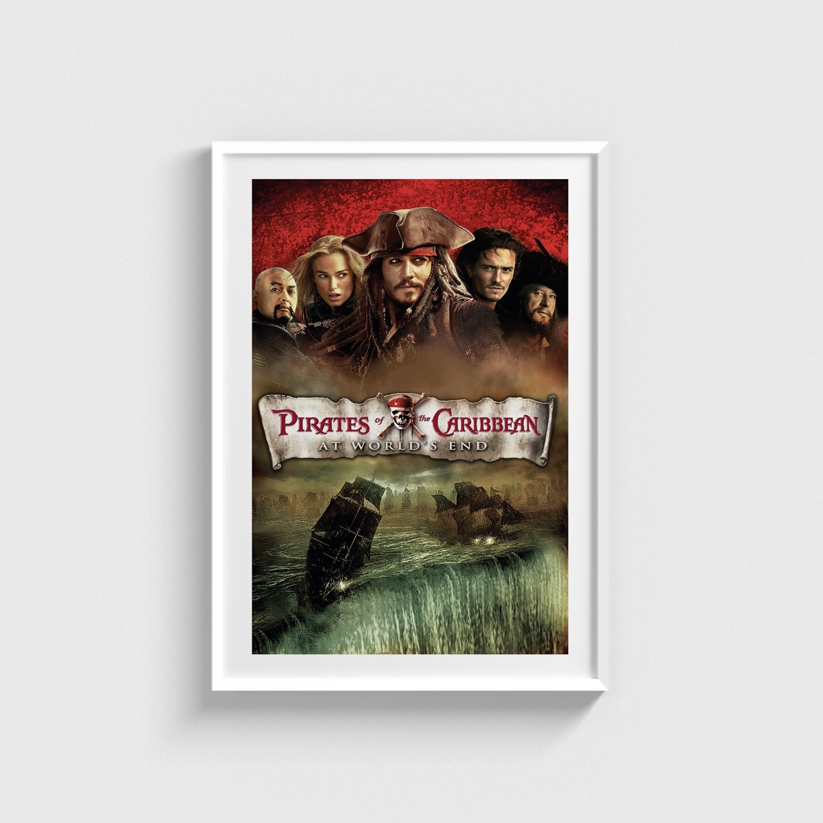 Pirates of the Caribbean At World's End film posteri, beyaz çerçeveli tablo