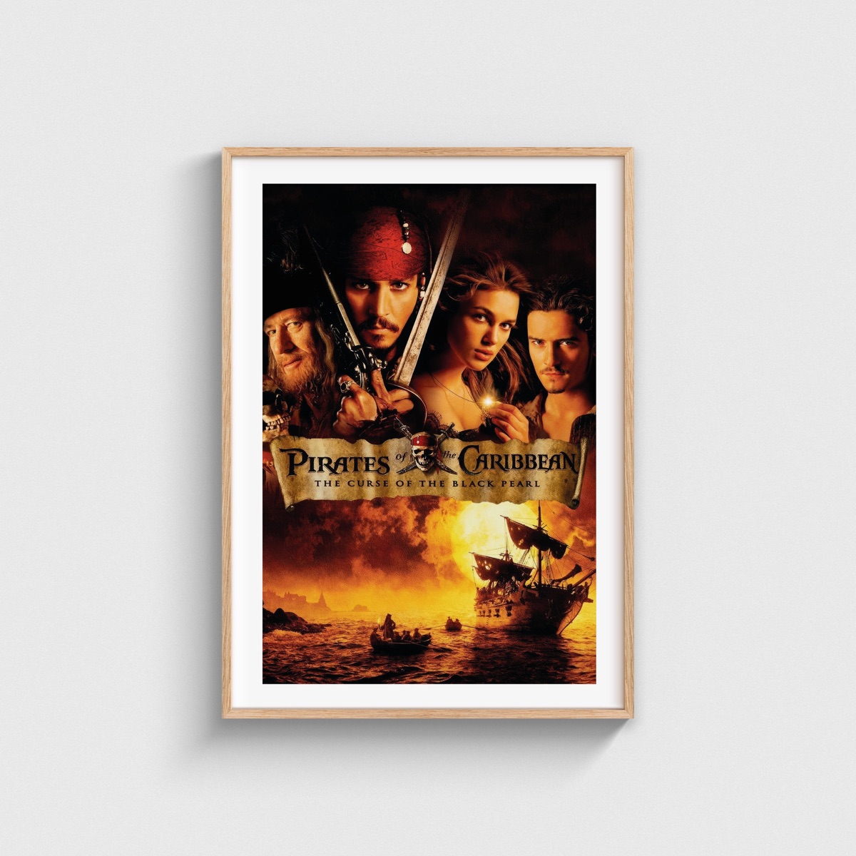 Pirates of the Caribbean The Curse of the Black Pearl film posteri, ahşap çerçeveli tablo
