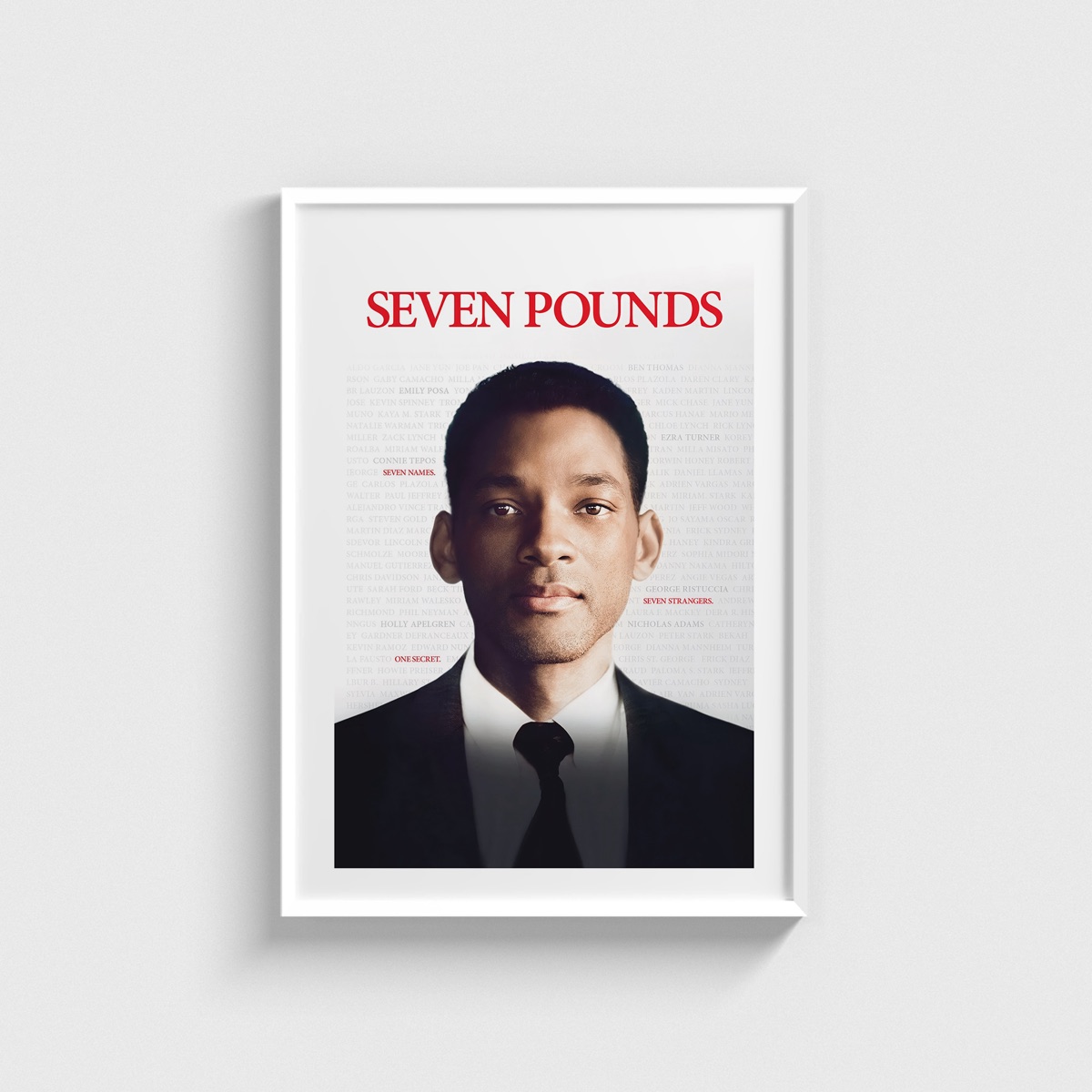Seven Pounds film posteri, beyaz çerçeveli tablo