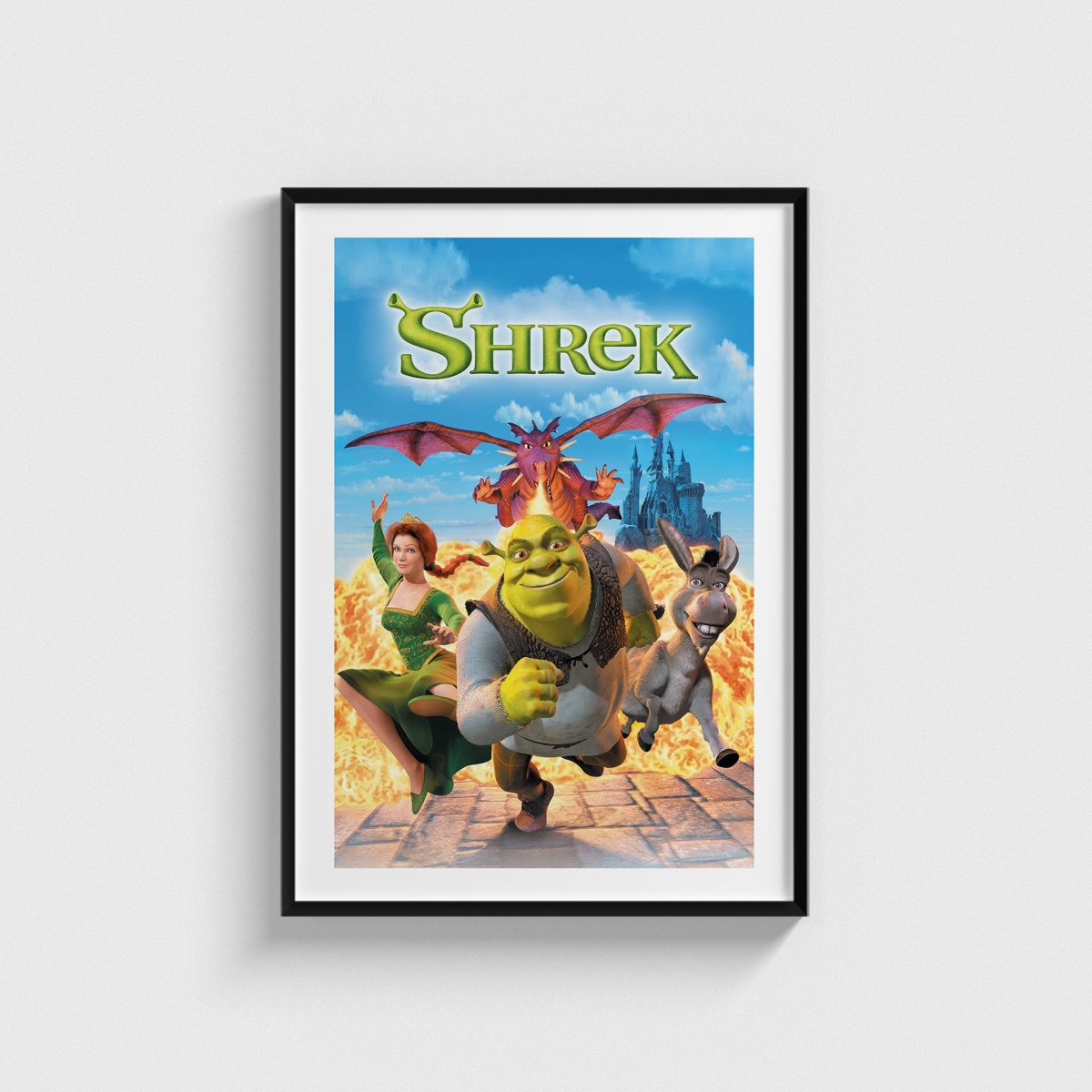 Shrek film posteri, siyah çerçeveli tablo