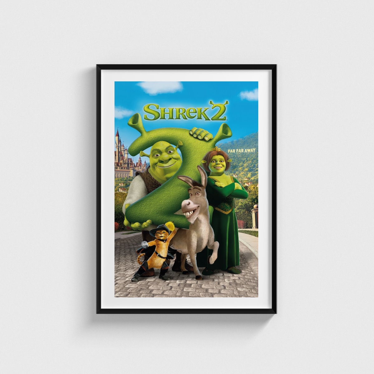 Shrek 2 film posteri, siyah çerçeveli tablo
