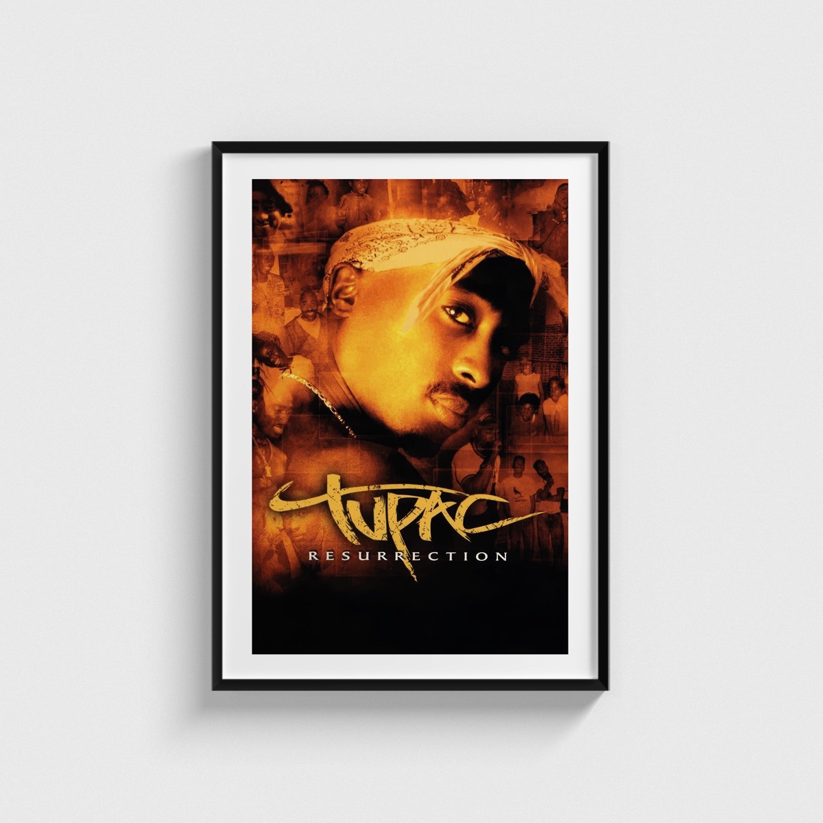Tupac Resurrection film posteri, siyah çerçeveli tablo