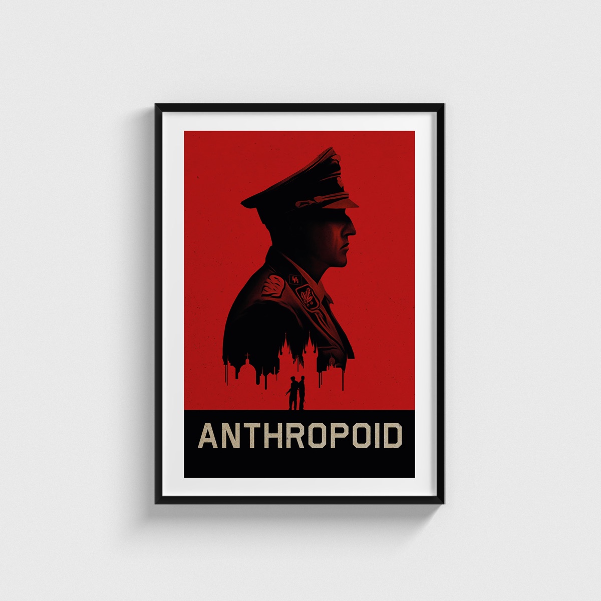 Anthropoid film posteri, siyah çerçeveli tablo