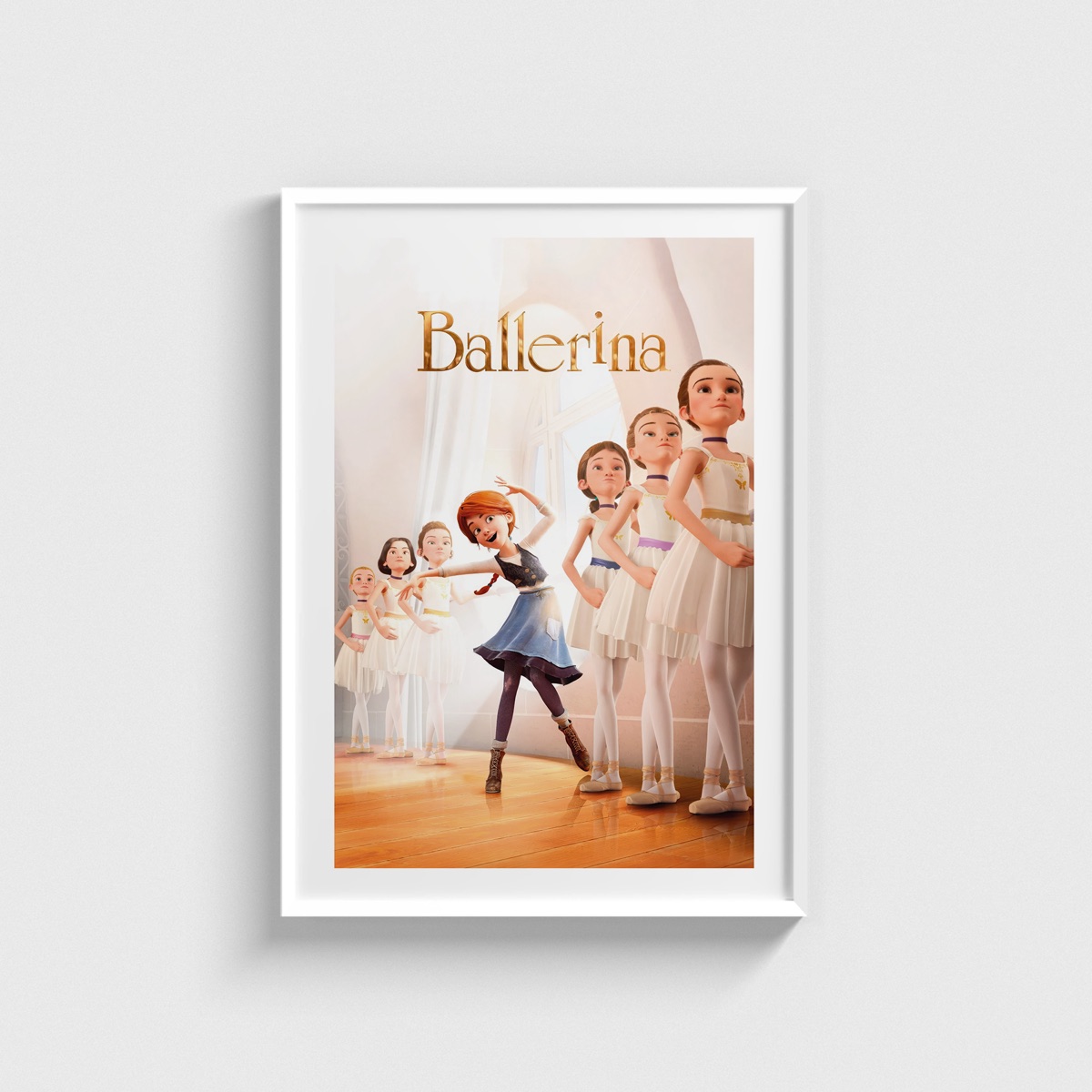 Ballerina film posteri, beyaz çerçeveli tablo