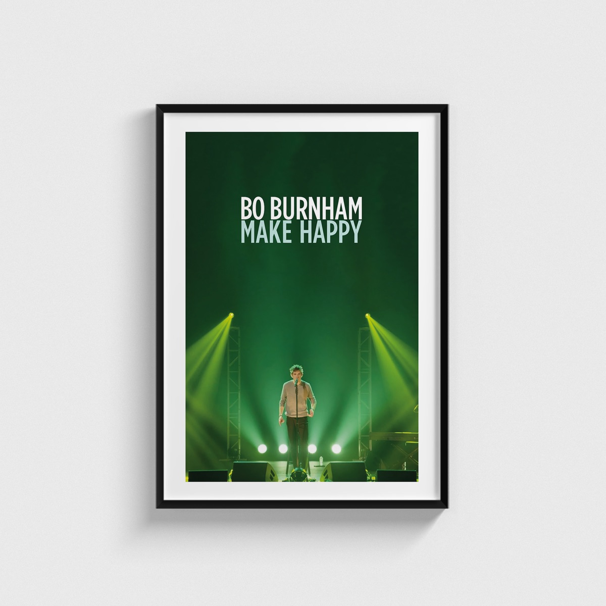 Bo Burnham Make Happy film posteri, siyah çerçeveli tablo