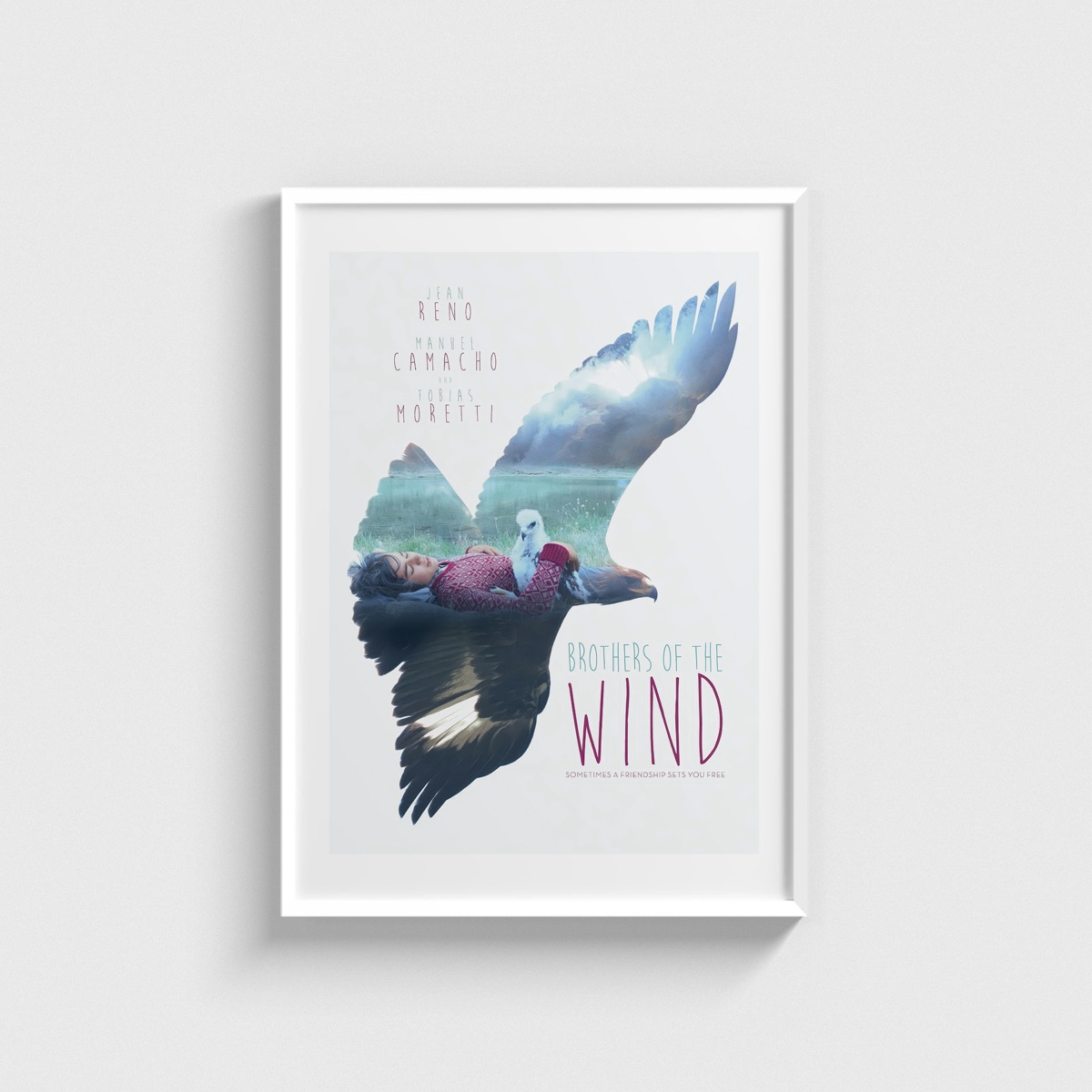 Brothers of the Wind film posteri, beyaz çerçeveli tablo