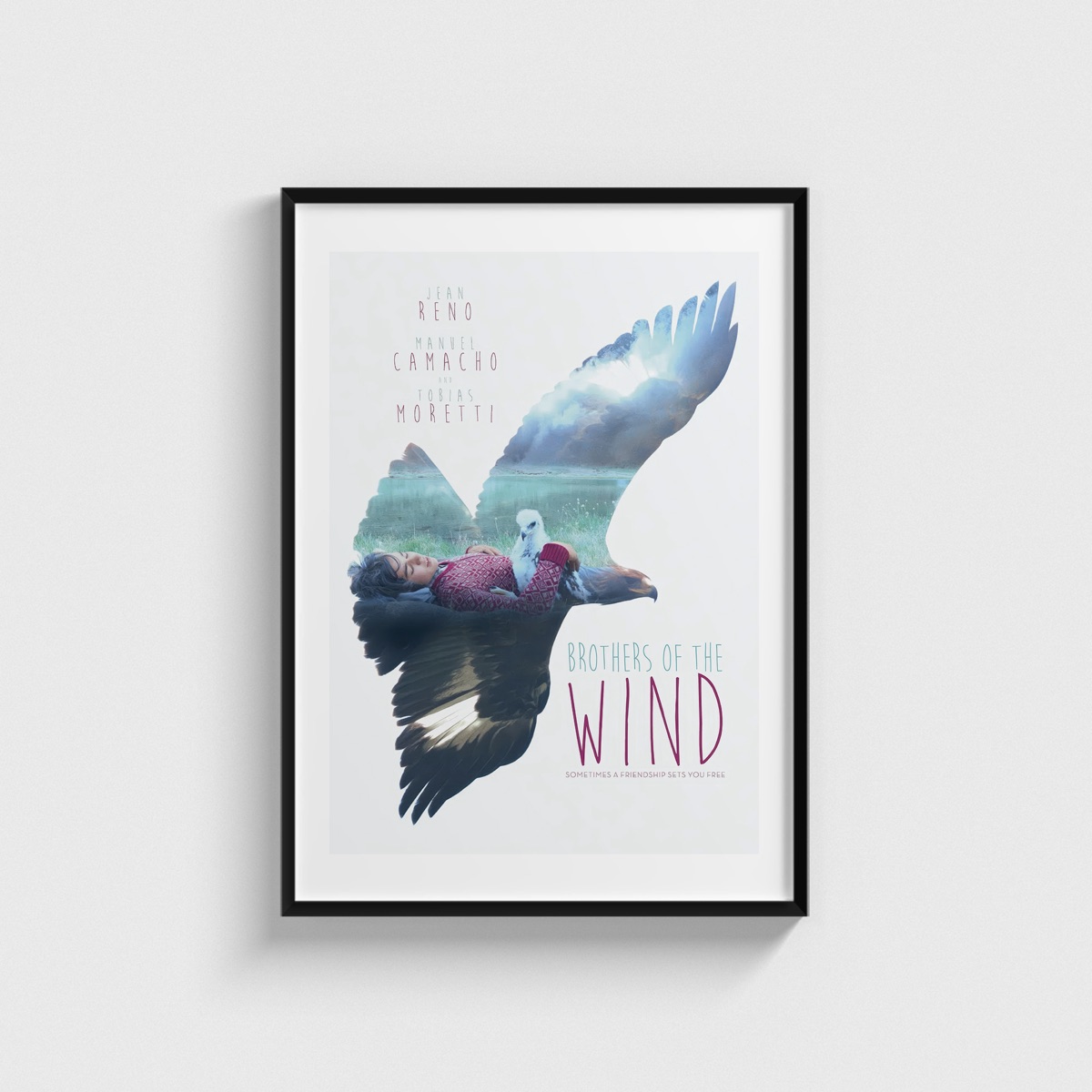Brothers of the Wind film posteri, siyah çerçeveli tablo
