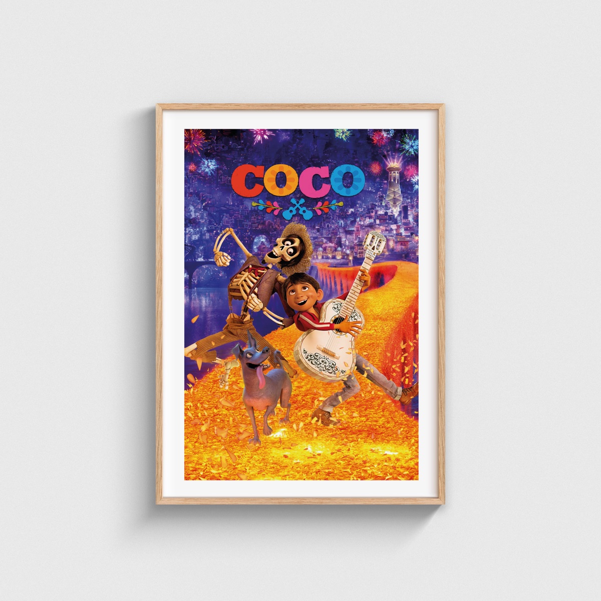 Coco film posteri, ahşap çerçeveli tablo