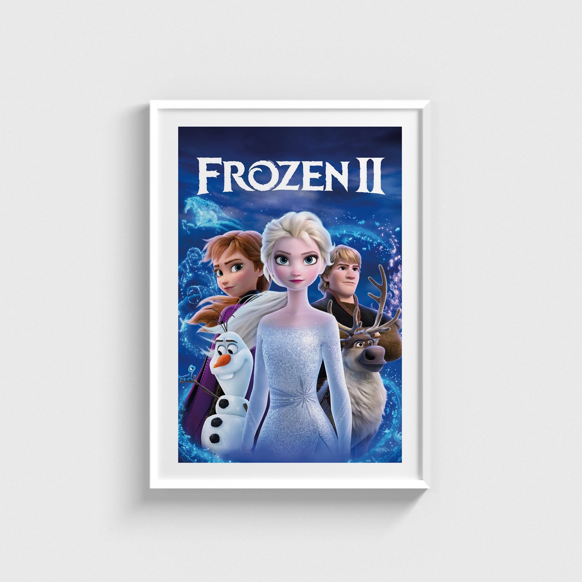 Frozen II film posteri, beyaz çerçeveli tablo