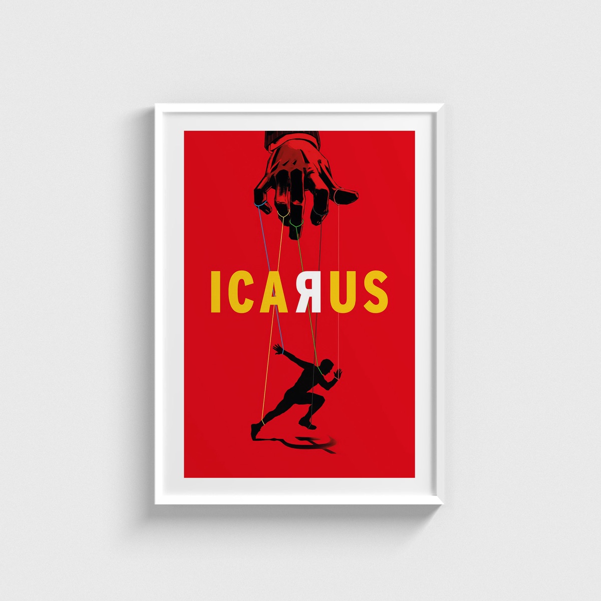 Icarus film posteri, beyaz çerçeveli tablo