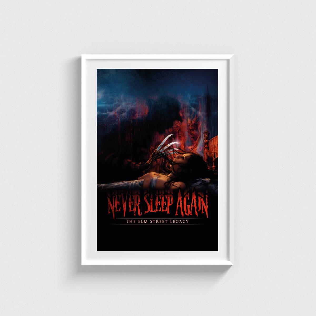 Never Sleep Again The Elm Street Legacy film posteri, beyaz çerçeveli tablo