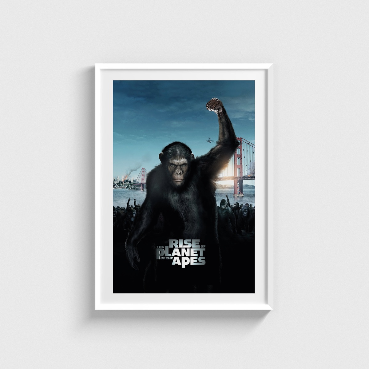 Rise of the Planet of the Apes film posteri, beyaz çerçeveli tablo