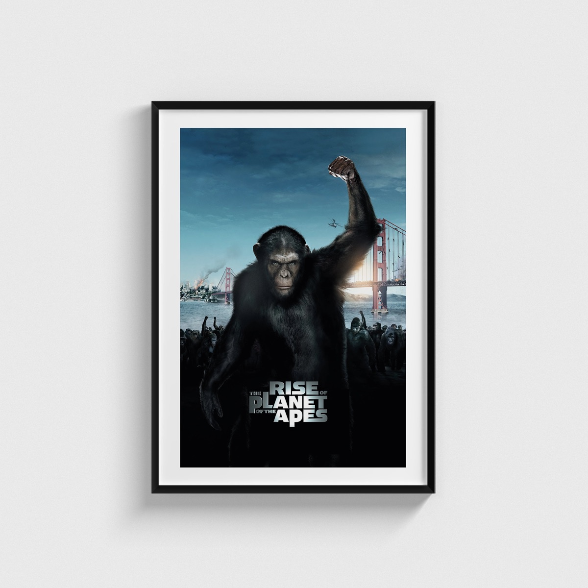 Rise of the Planet of the Apes film posteri, siyah çerçeveli tablo