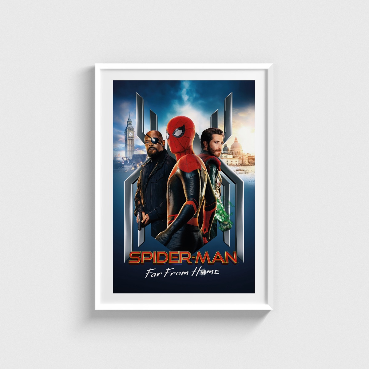 Spider-Man Far From Home film posteri, beyaz çerçeveli tablo