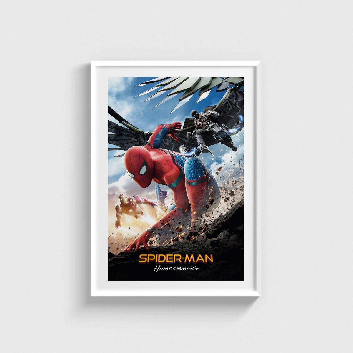 Spider-Man Homecoming film posteri, beyaz çerçeveli tablo