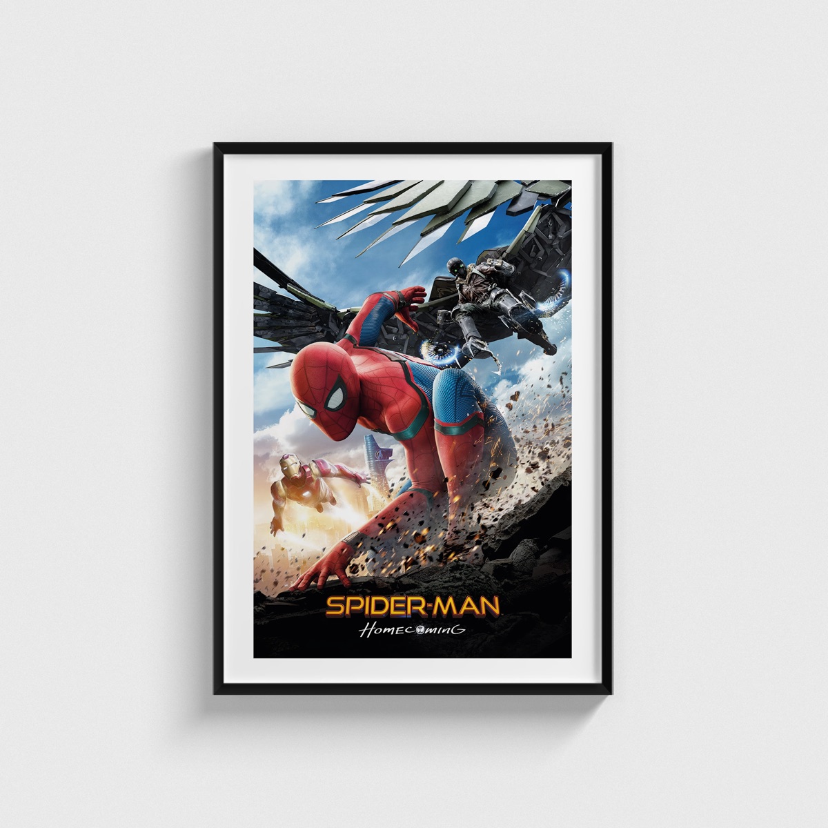 Spider-Man Homecoming film posteri, siyah çerçeveli tablo