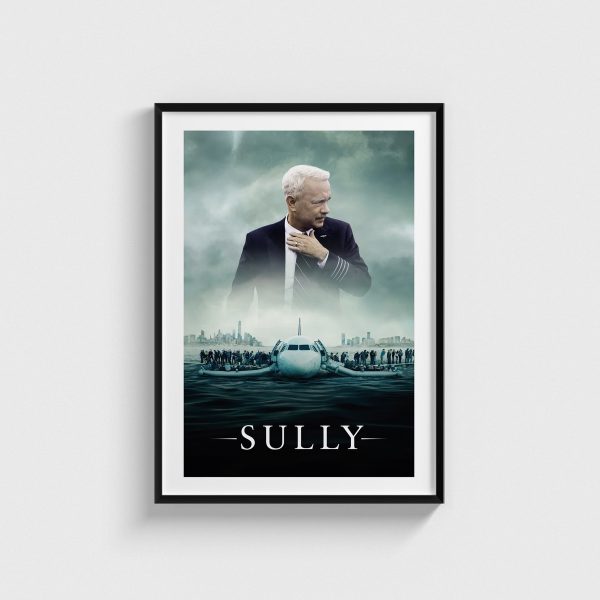 Sully film posteri, siyah çerçeveli tablo