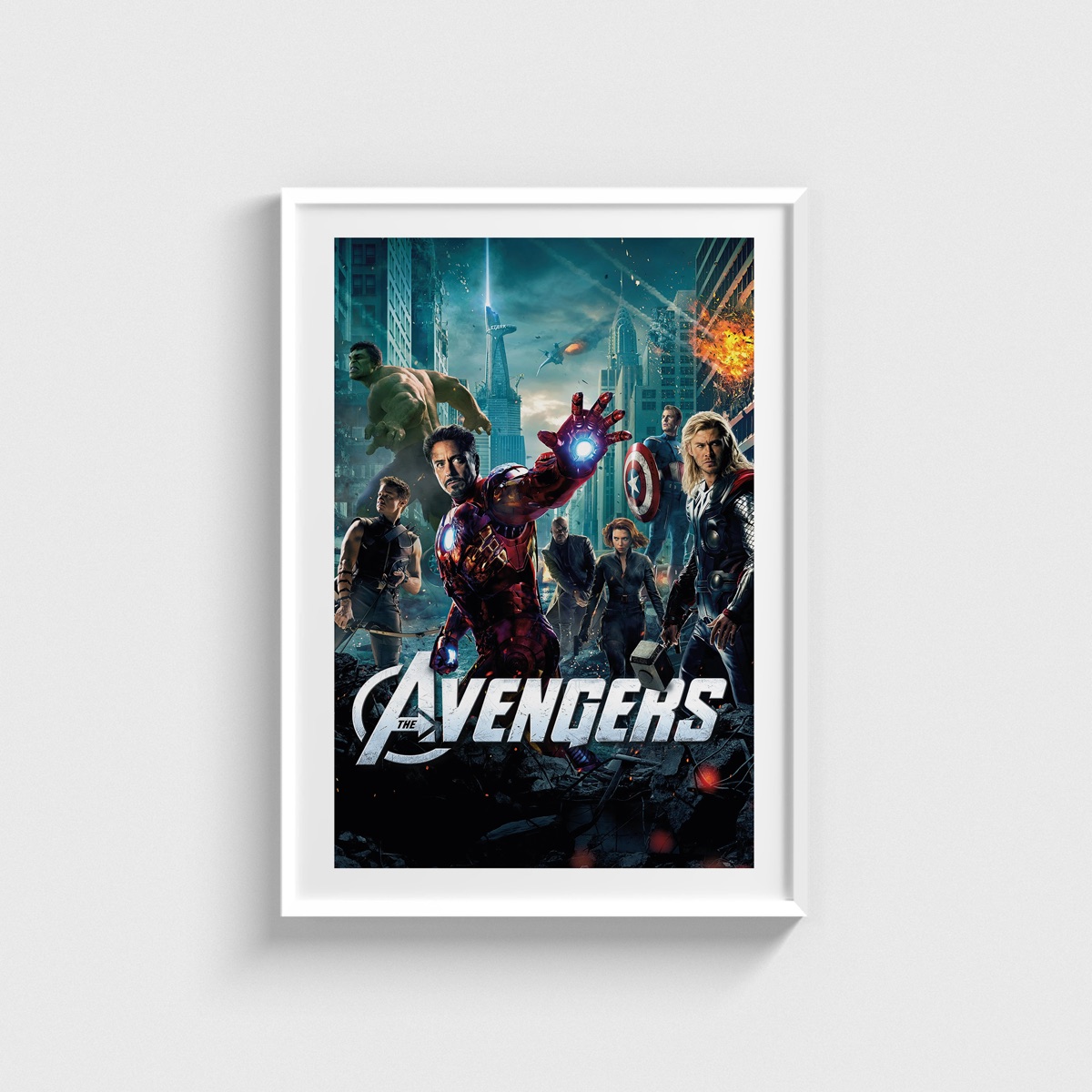 The Avengers film posteri, beyaz çerçeveli tablo