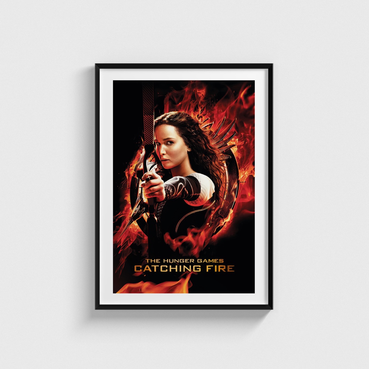 The Hunger Games Catching Fire film posteri, siyah çerçeveli tablo