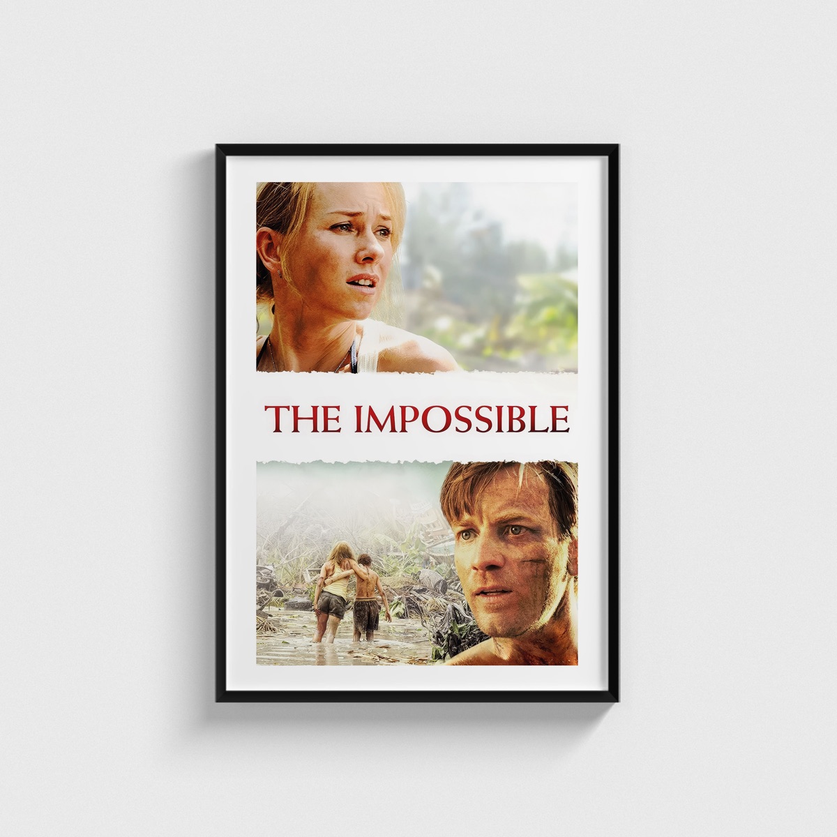 The Impossible film posteri, siyah çerçeveli tablo