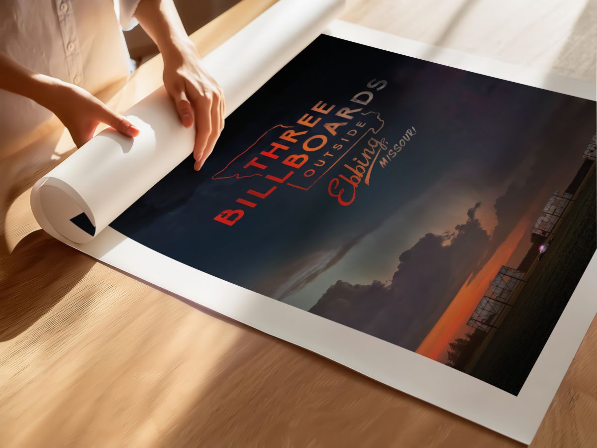 Three Billboards Outside Ebbing, Missouri (2017) Film Posteri, rulo yapılmış çerçevesiz poster