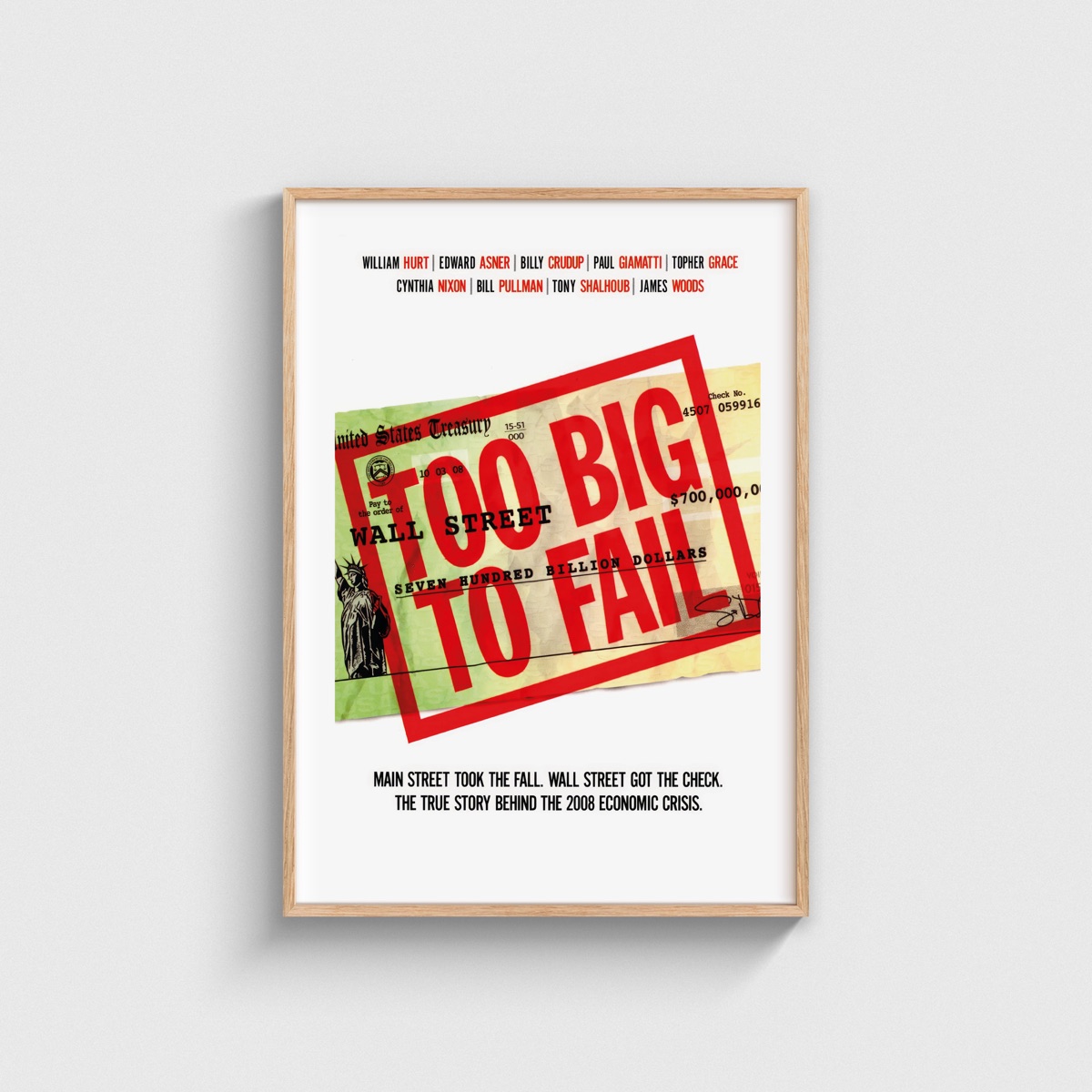 Too Big to Fail film posteri, ahşap çerçeveli tablo