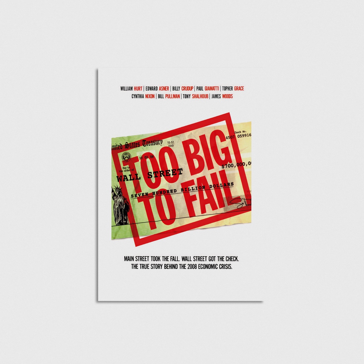 Too Big to Fail film posteri, çerçevesiz poster