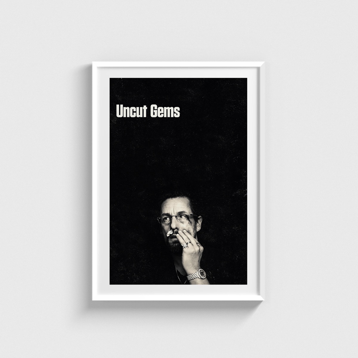 Uncut Gems film posteri, beyaz çerçeveli tablo