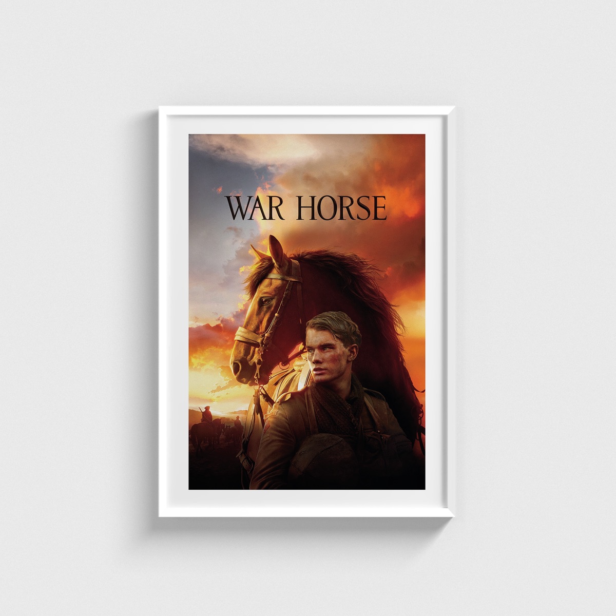 War Horse film posteri, beyaz çerçeveli tablo