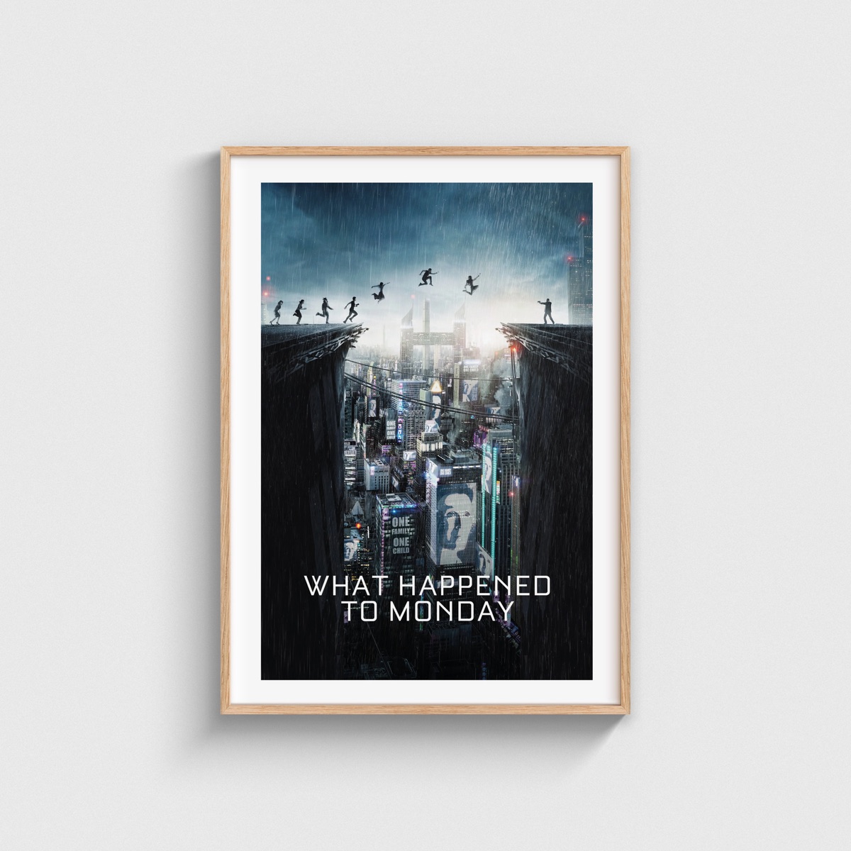What Happened to Monday film posteri, ahşap çerçeveli tablo
