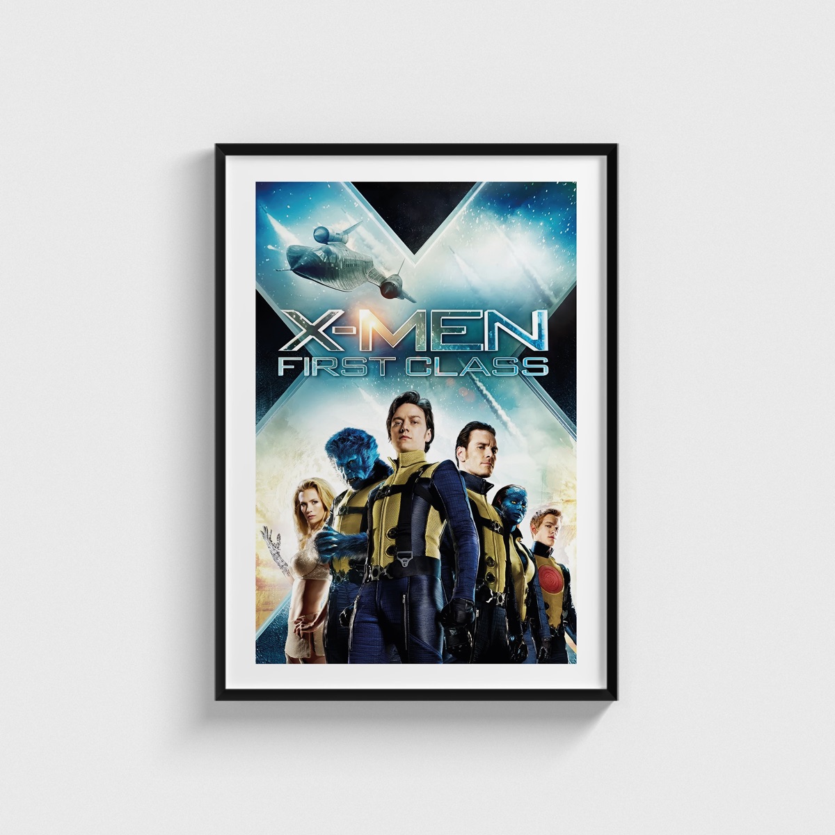 X-Men First Class film posteri, siyah çerçeveli tablo