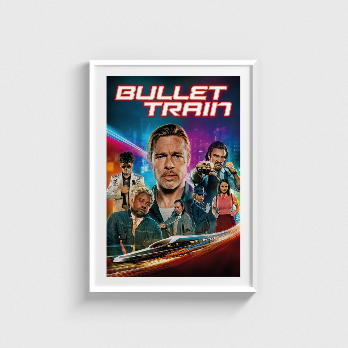 Bullet Train film posteri, beyaz çerçeveli tablo