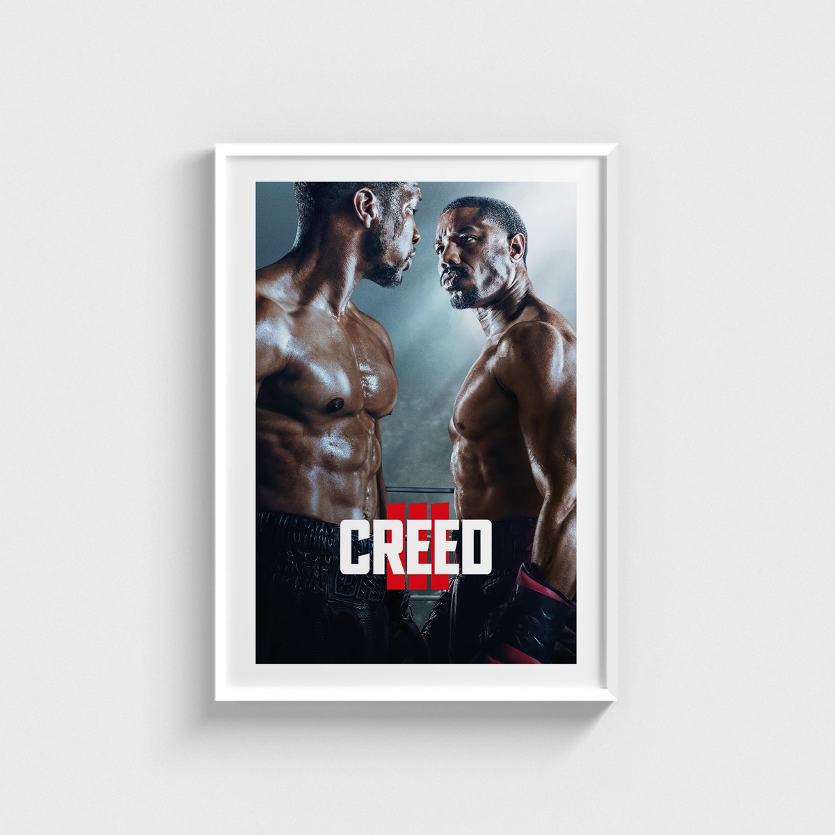 Creed III film posteri, beyaz çerçeveli tablo