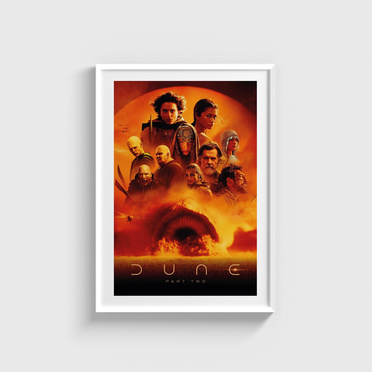 Dune Part Two film posteri, beyaz çerçeveli tablo