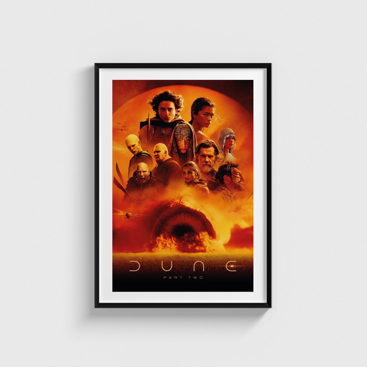Dune Part Two film posteri, siyah çerçeveli tablo