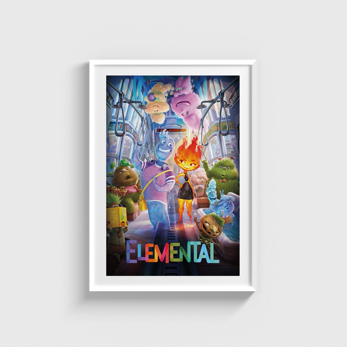 Elemental film posteri, beyaz çerçeveli tablo
