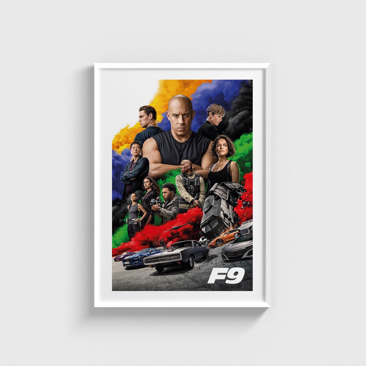 F9 film posteri, beyaz çerçeveli tablo